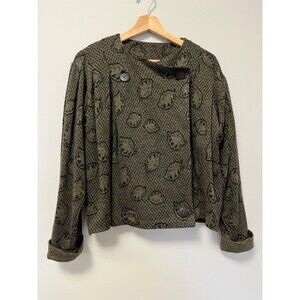 Vintage Geometric Abstract Boxy Sweater jacket/cardigan Folk print Ilya S USA